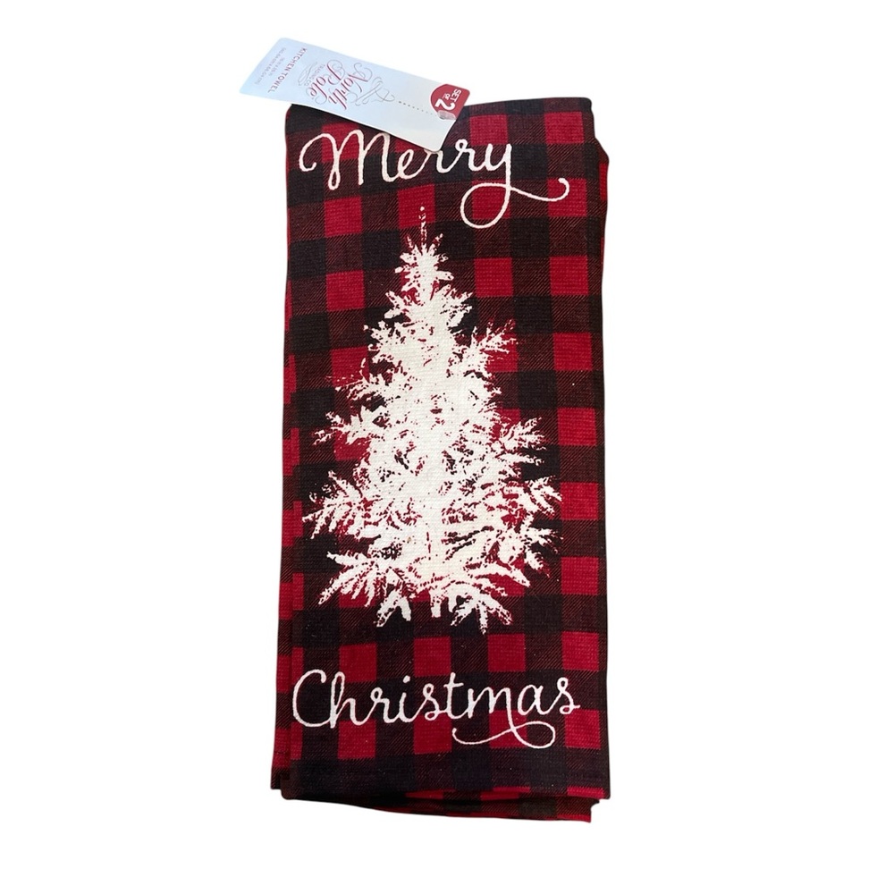 Christmas Tree Kitchen Towel - Red and Black Plaid